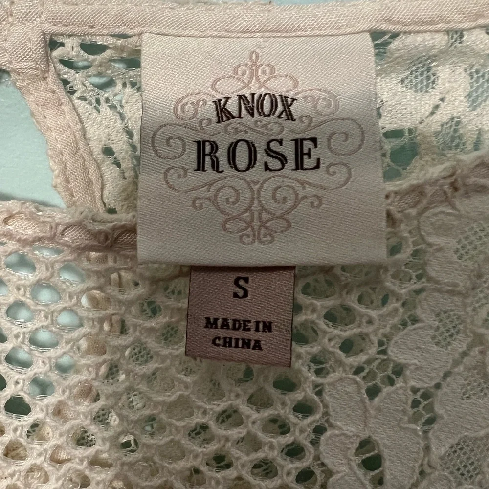 Knox Ross Lase Over Lay White 3/4 Sleeve Pull Over Size Small
